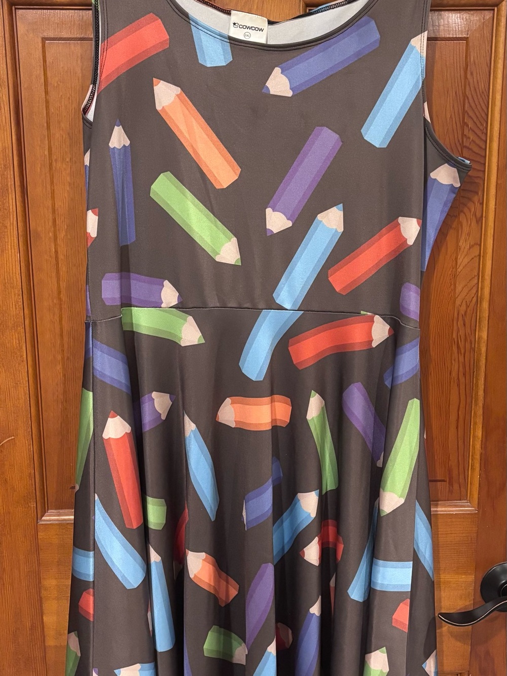 Black Dress with Colorful Pencil Print